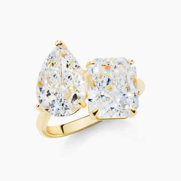 Ръчно изработен пръстен CRUSHED ICE DUO от 18 карата позлатено 925-каратово сребро - RING-CRSHD-GLD