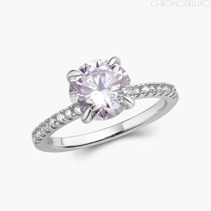 Ръчно изработен пръстен ROUND CUT PAVÉ BAND от 925 каратно сребро - RNG-RND-SLVR