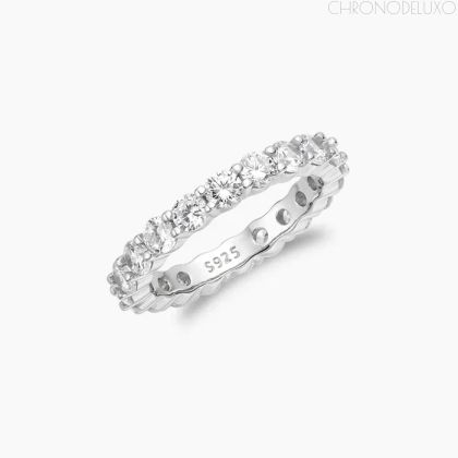 Ръчно изработен пръстен Stackable Eternity Band от 925 каратно сребро - RNG-ETRN-SLVR