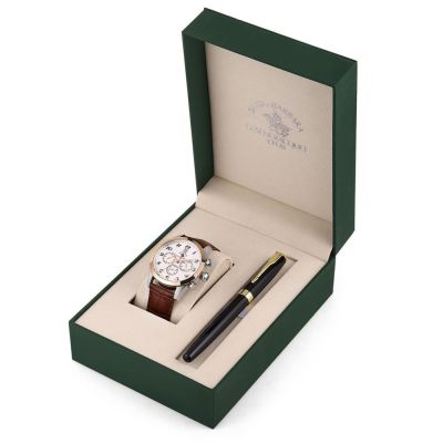 Мъжки часовник Santa Barbara Polo & Racquet Club SB.1.10551-4 комплект с химикалка