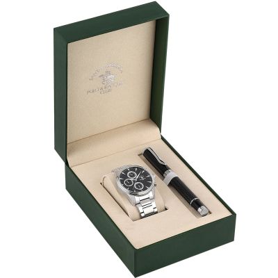 Мъжки часовник Santa Barbara Polo & Racquet Club SB.1.10489-2 комплект с химикалка