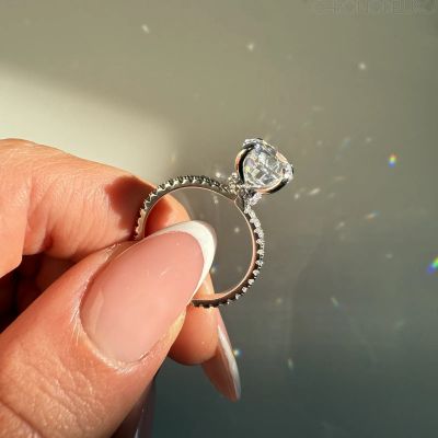 Ръчно изработен пръстен ROUND CUT PAVÉ BAND от 18К позлатено сребро - RNG-RND-GLD