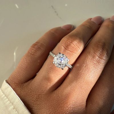 Ръчно изработен пръстен ROUND CUT PAVÉ BAND от 18К позлатено сребро - RNG-RND-GLD