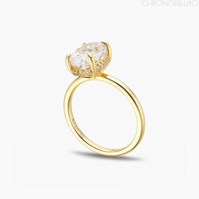 Ръчно изработен пръстен Mini Oval Cut от 18-каратово позлатено сребро - RING-MINOVL-GLD