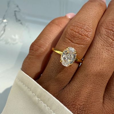 Ръчно изработен пръстен Mini Oval Cut от 18-каратово позлатено сребро - RING-MINOVL-GLD