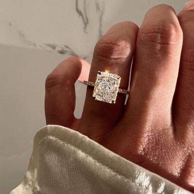 Ръчно изработен пръстен Crushed Ice Radian Cut от 18-каратово позлатено сребро - RING-RDN-GLD