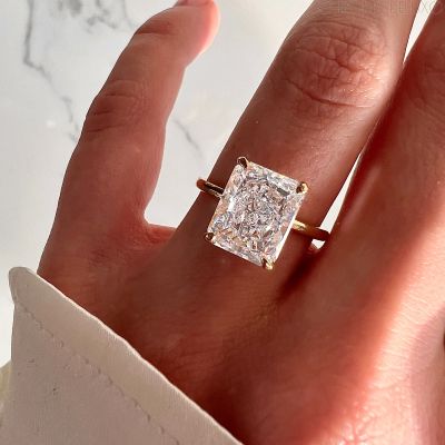 Ръчно изработен пръстен RADIANT CUT от 18 карата позлатено 925-каратово сребро - RING-RDNC-GLD