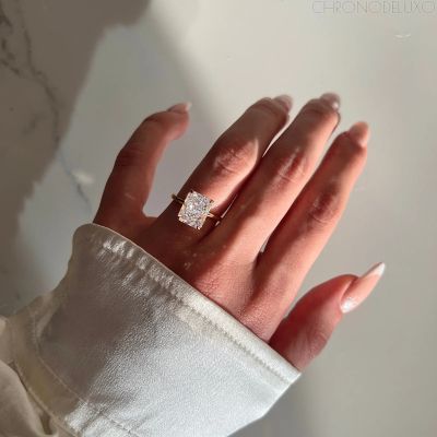 Ръчно изработен пръстен RADIANT CUT от 18 карата позлатено 925-каратово сребро - RING-RDNC-GLD