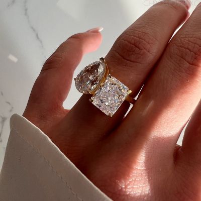 Ръчно изработен пръстен CRUSHED ICE DUO от 18 карата позлатено 925-каратово сребро - RING-CRSHD-GLD