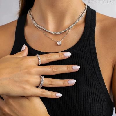 Ръчно изработено колие PRINCESS CUT от 925-каратово сребро - NCKL-PRNCS-SLVR